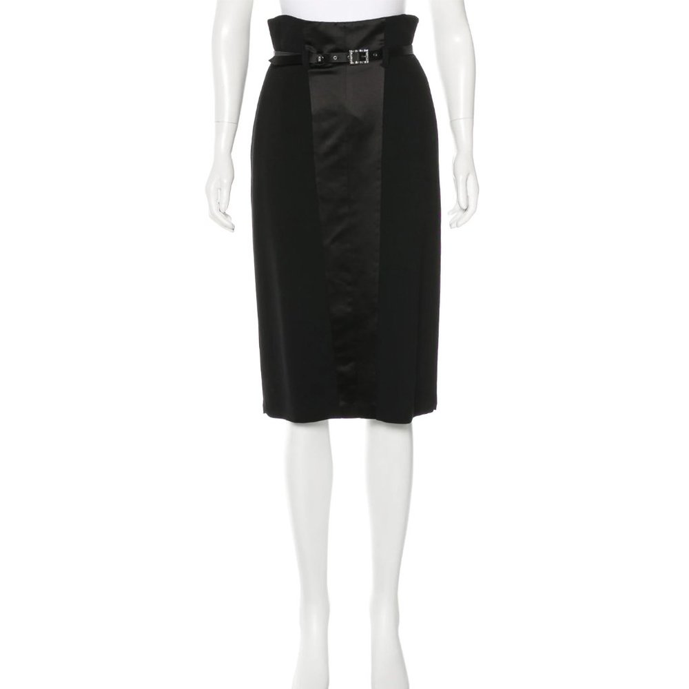 Blumarine Silk & Satin High Waist Elegant Evening Midi Skirt & Belt Womens 6 M - Picture 3 of 16